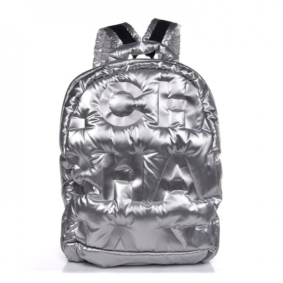 chanel embossed nylon backpack