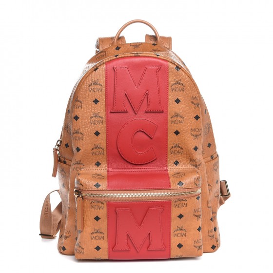 mcm red stripe backpack