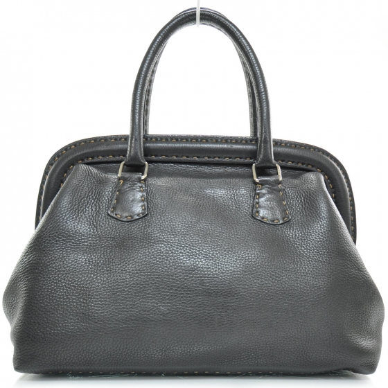 FENDI Leather Selleria Doctor Bag Black 24746