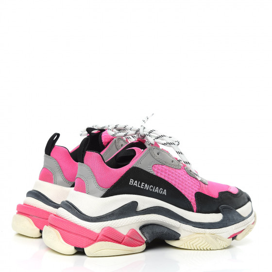 BALENCIAGA Calfskin Mesh Womens Triple S Trainers Sneakers 37 Blanc ...