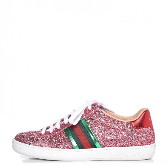 pink glitter gucci sneakers