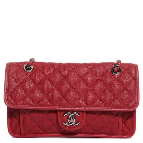 CHANEL Caviar Quilted Medium French Riviera Flap Red 91898 | FASHIONPHILE