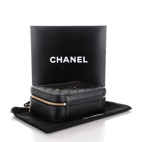 chanel caviar quilted small cc filigree vanity case black