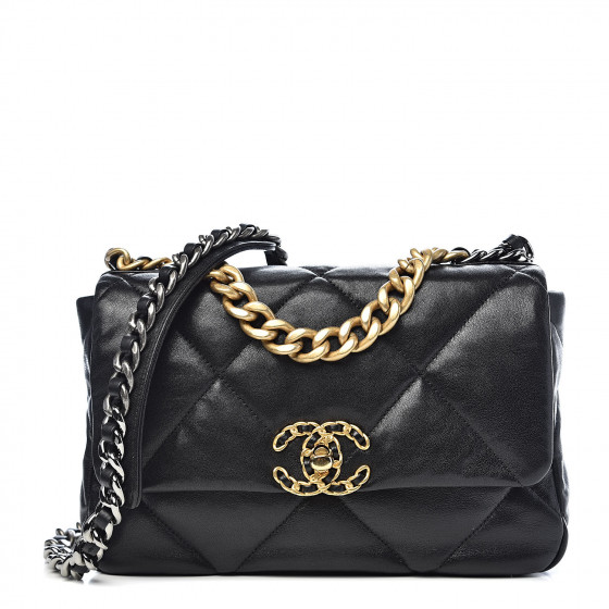 goatskin quilted medium chanel 19 flap black