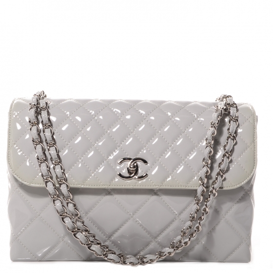 CHANEL Vinyl Quilted In the Business Flap Bag Light Grey 69423