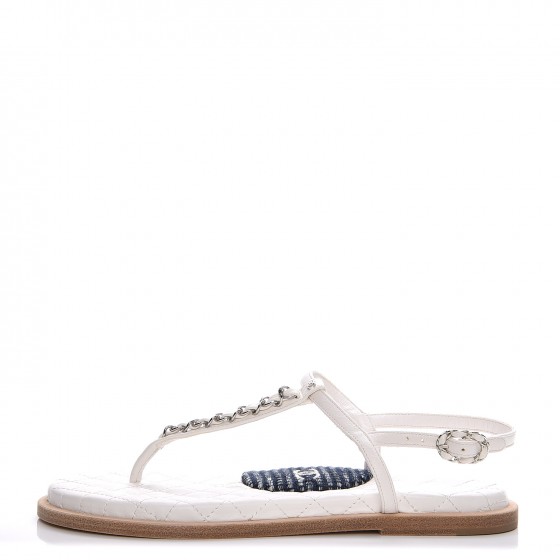 white chanel thong sandals