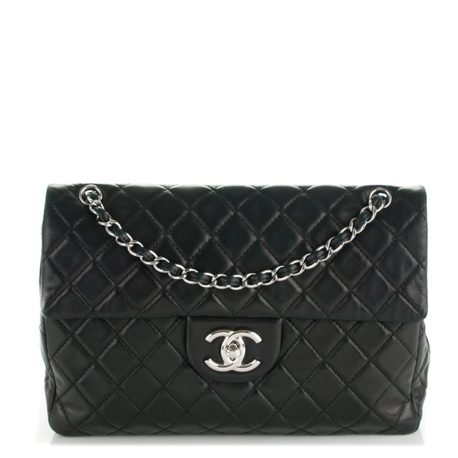 chanel quilted black handbag