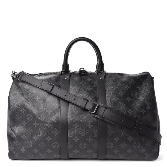 Louis Vuitton Keepall Bandouliere Size 55 Noir M40605 Monogram Eclipse