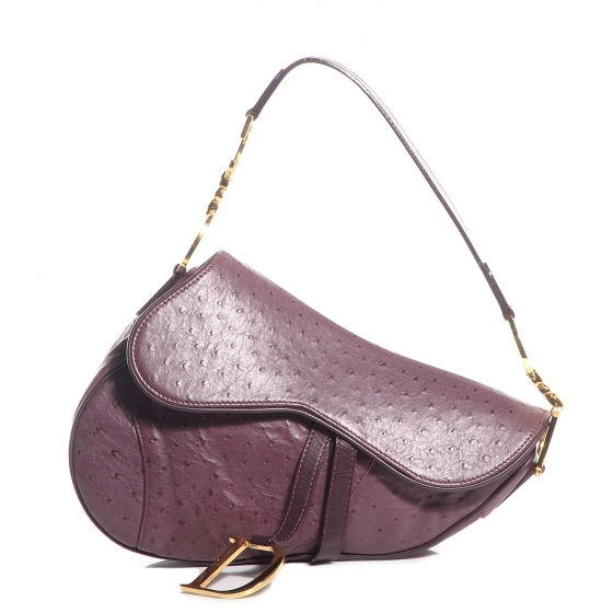 christian dior ostrich saddle bag