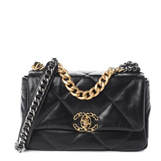 goatskin quilted medium chanel 19 flap black