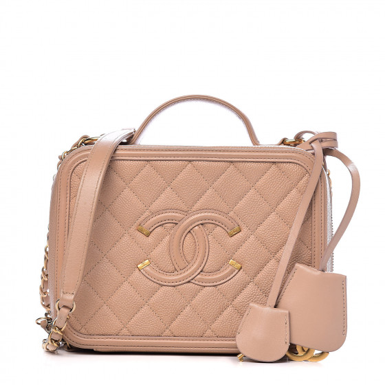 chanel caviar quilted medium cc filigree vanity case