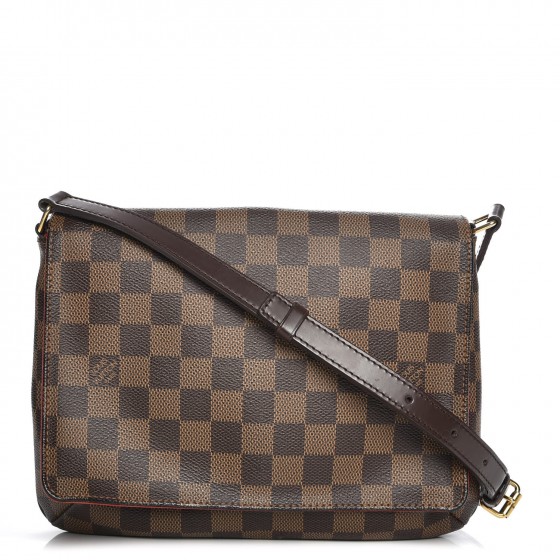 LOUIS VUITTON Damier Ebene Musette Tango Long Strap Crossbody Bag