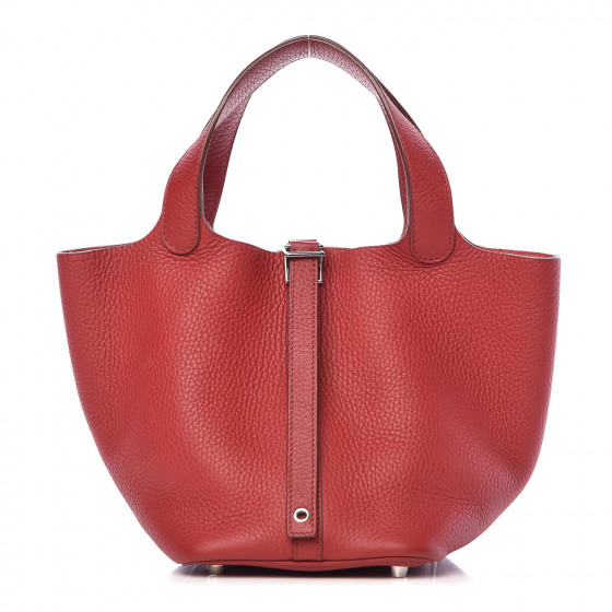 HERMES Taurillon Clemence Picotin Lock 18 PM Rouge Garance 480473