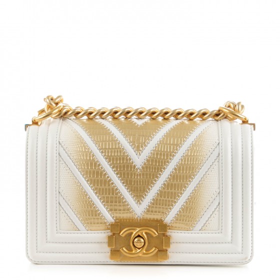 chanel white and gold bag