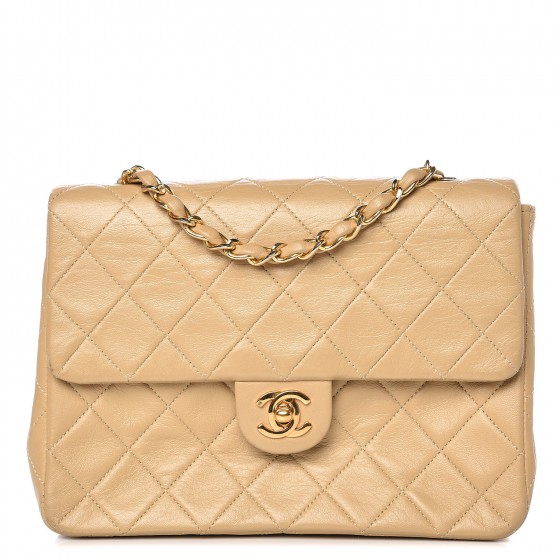 CHANEL Lambskin Quilted Small Flap Beige 264879