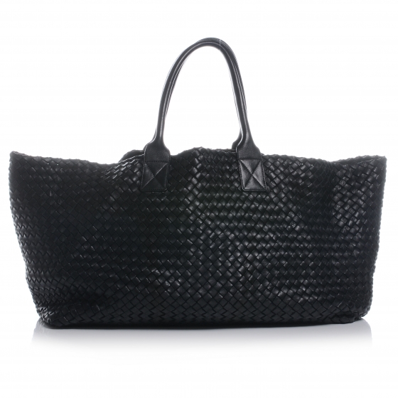 BOTTEGA VENETA Woven Intrecciato Large Cabat Tote Black 47136