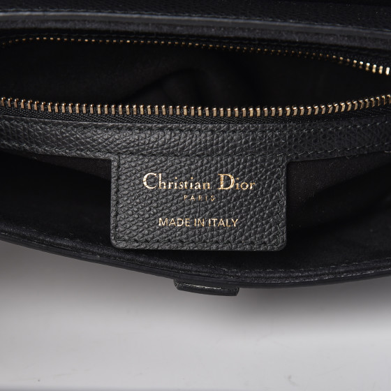 CHRISTIAN DIOR Grained Calfskin Saddle Bag Black 487127