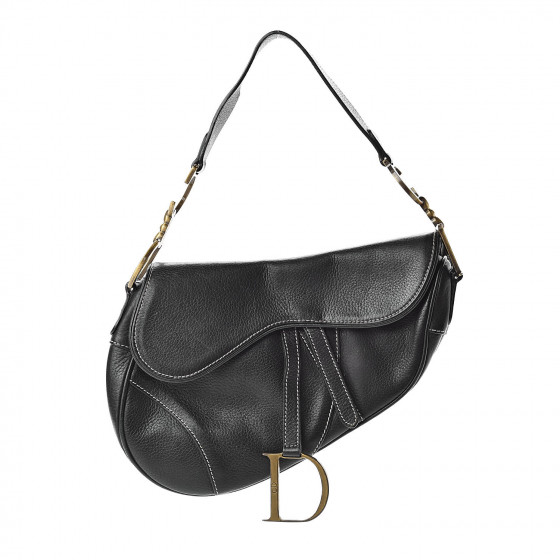 dior black calfskin saddle bag