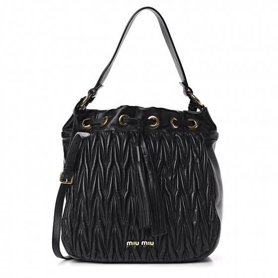 miu miu matelassé leather bucket bag