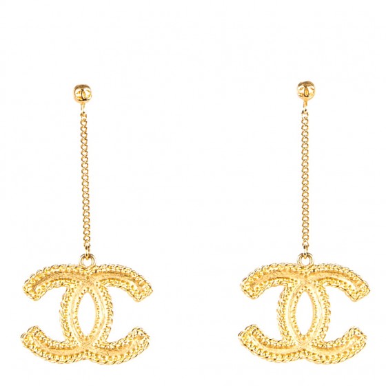 gold chanel dangle earrings