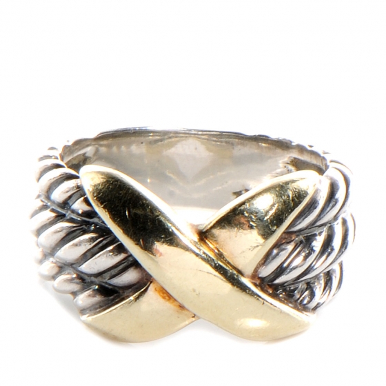 DAVID YURMAN Sterling Silver 14k Yellow Gold X Crossover Ring 6.5 65156