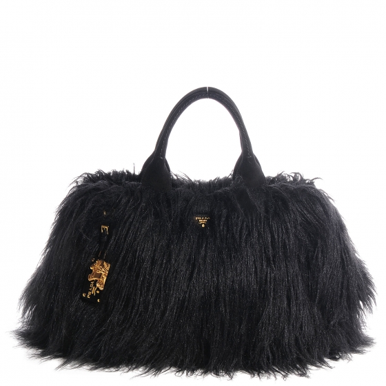 PRADA Eco Kidassia Faux Fur Garden Tote Nero Black 82008