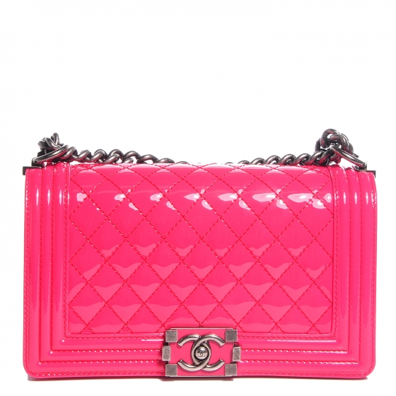 chanel patent boy bag