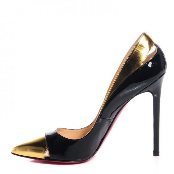 louboutin black and gold heels