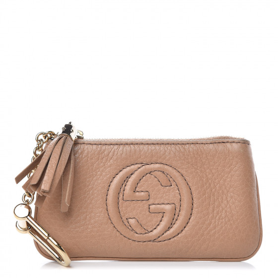 GUCCI Pebbled Calfskin Soho Key Case Camelia 386780 | FASHIONPHILE