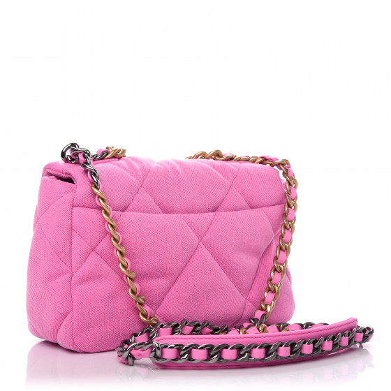 CHANEL Denim Quilted Medium Chanel 19 Flap Neon Pink 709175 | FASHIONPHILE