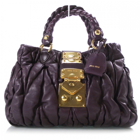 MIU MIU Lambskin Small Matelasse Coffer Purple 20363