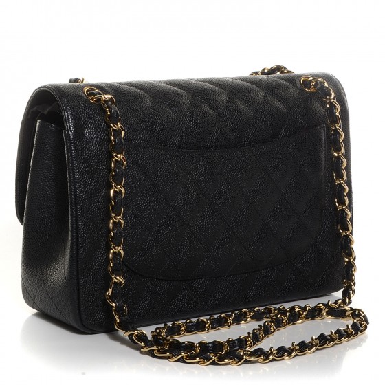 chanel black caviar jumbo double flap silver hardware