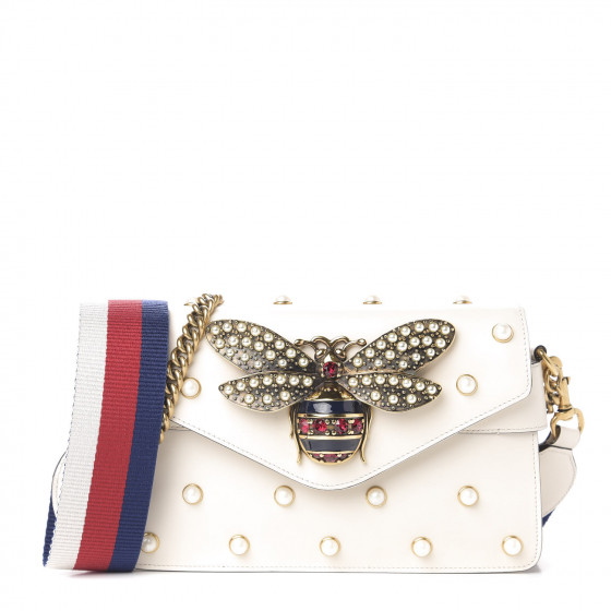 white gucci bee bag