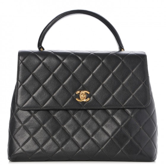 CHANEL Caviar Quilted Jumbo Kelly Flap Black 284592