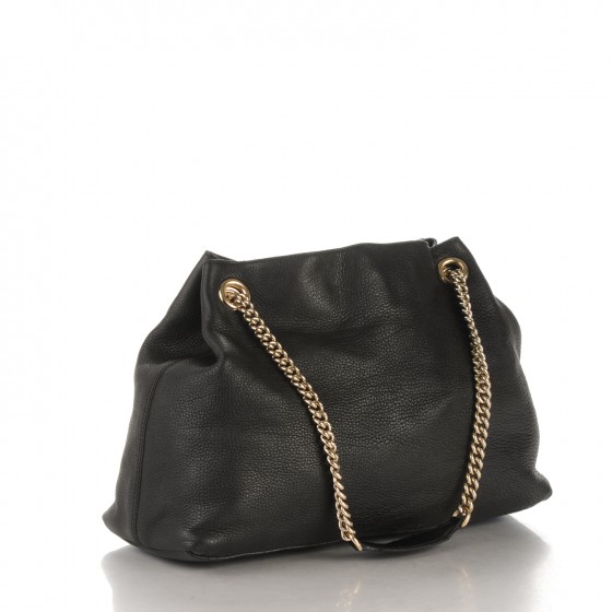 gucci pebbled calfskin medium soho chain shoulder bag black