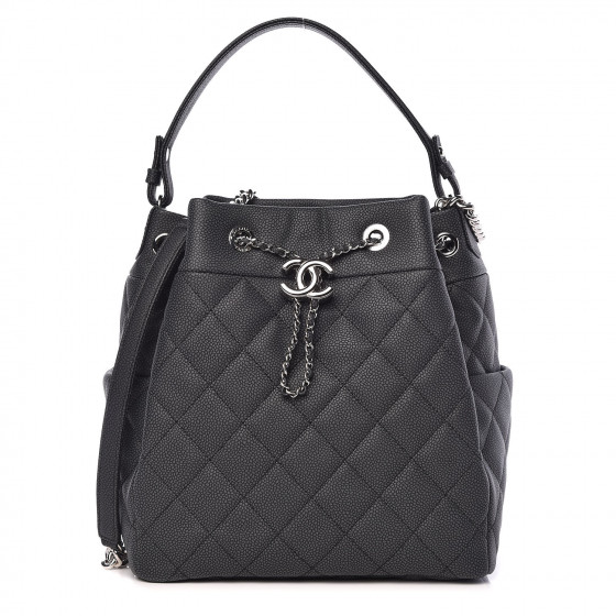 chanel quilted drawstring bucket bag