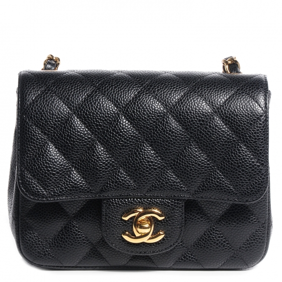 chanel caviar quilted mini square flap black