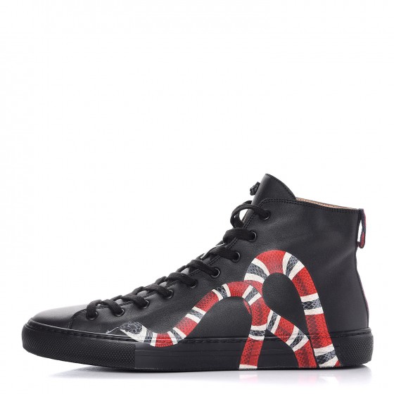 GUCCI Mens Calfskin Kingsnake High Top Sneakers 10.5 Black 293397