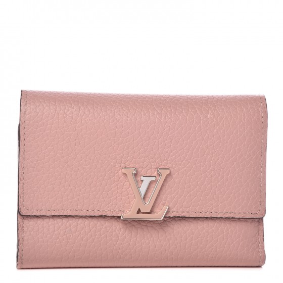 Louis Vuitton Pink Taurillon Perforated Capucines Compact Wallet