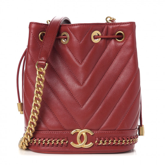 chanel quilted drawstring bag