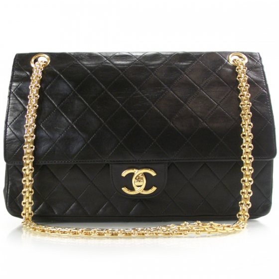 CHANEL Lambskin Double Flap Mademoiselle Chain Bag 15428