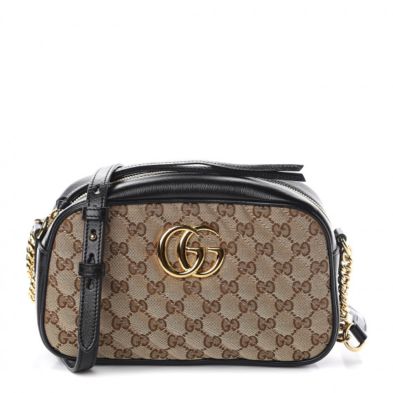 GUCCI Monogram Matelasse Small GG Marmont Chain Shoulder Bag Beige ...