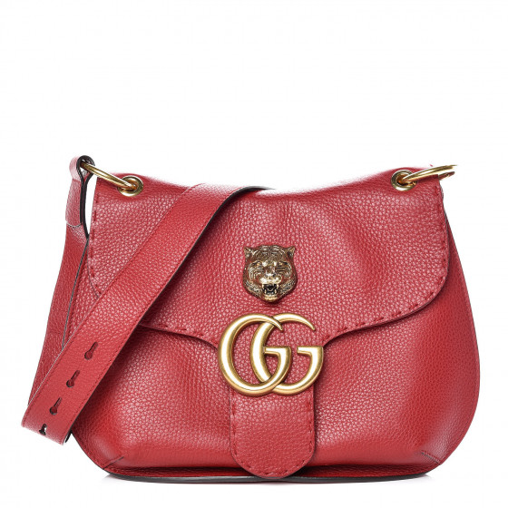 GUCCI Calfskin GG Marmont Shoulder Bag Red 394534