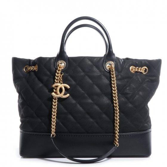 CHANEL Iridescent Grained Calfskin Large Tote Black 71438