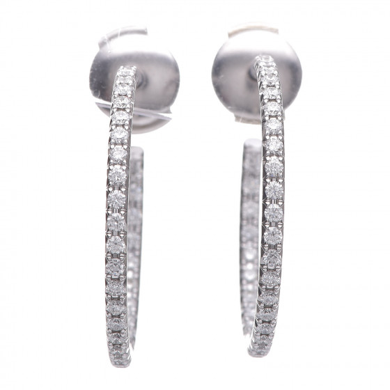TIFFANY 18K White Gold Diamond Medium Metro Hoop Earrings 356523
