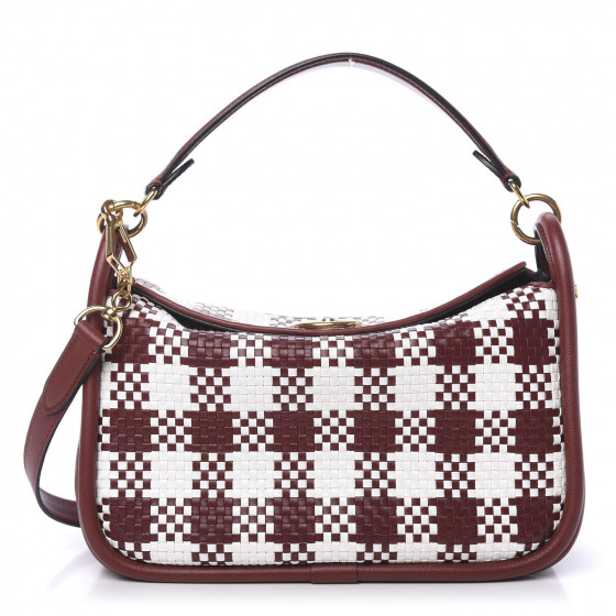 MULBERRY Vichy Woven Check Small Leighton Venetian Red 606676