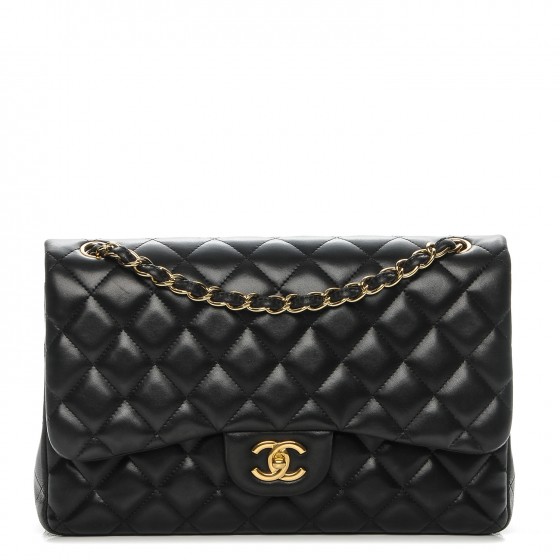 CHANEL Lambskin Quilted Jumbo Double Flap Black 202232