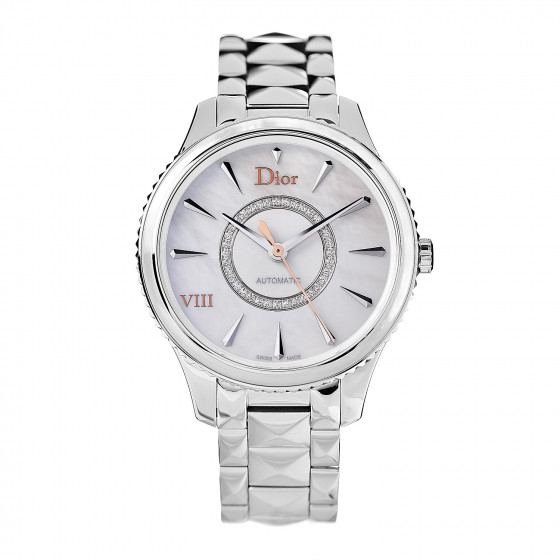 CHRISTIAN DIOR Stainless Steel Diamond Mother of Pearl 36mm Dior VIII ...