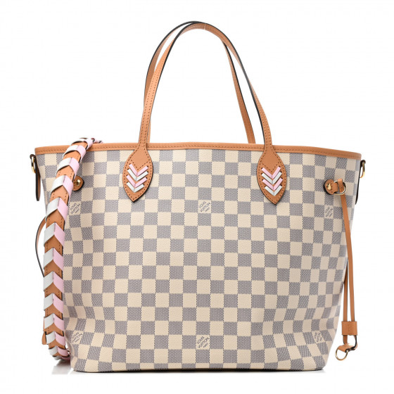 LOUIS VUITTON Damier Azur Braided Neverfull MM Pink 773622