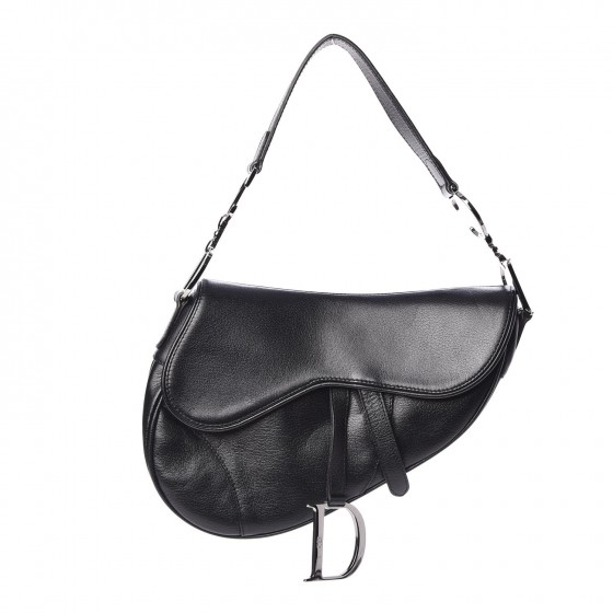 dior black calfskin saddle bag